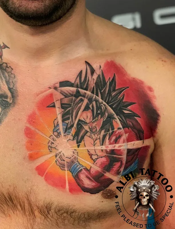 Anime chest piece in bold colour
